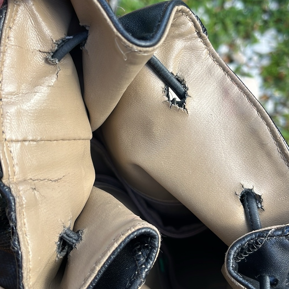 Vintage Patchwork Leather Drawstring Bag - image 9